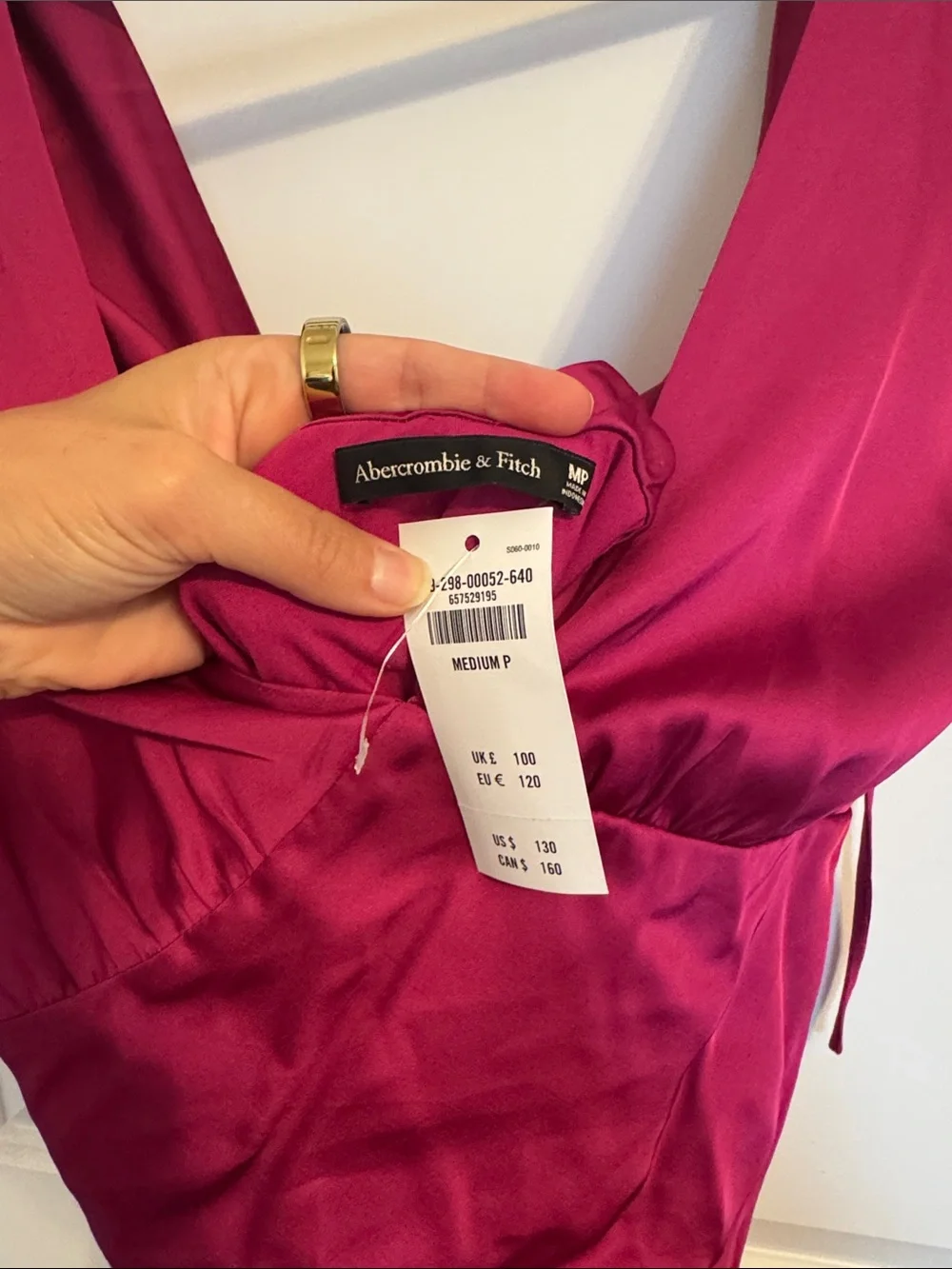 Abercrombie Women’s Deep V-Neck Magenta Maxi Dress